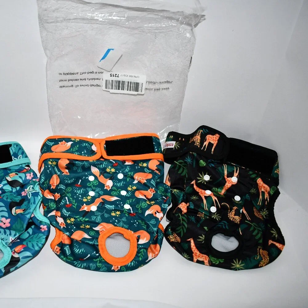 Fuz Bigaza Premium Washable Female Dog Diapers 3 pack-Animal Print -Size: XL NW